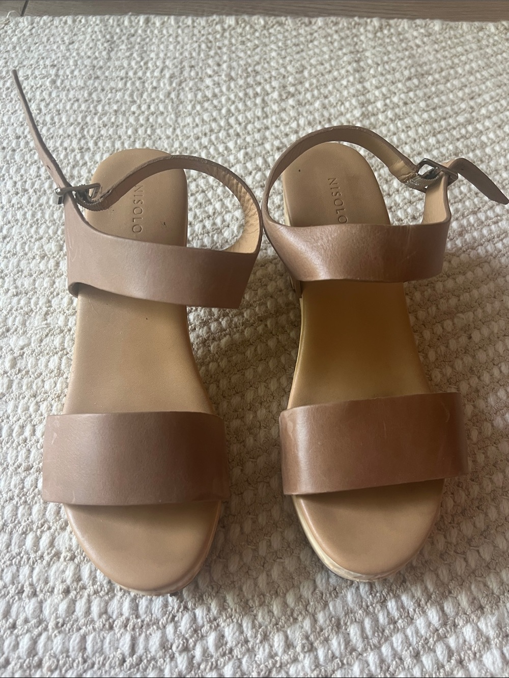Nisolo Brown Leather Two-Band Ankle-Strap Clogs